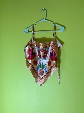 Tropical Silk Bandana Scarf Tank Top and Pants Set